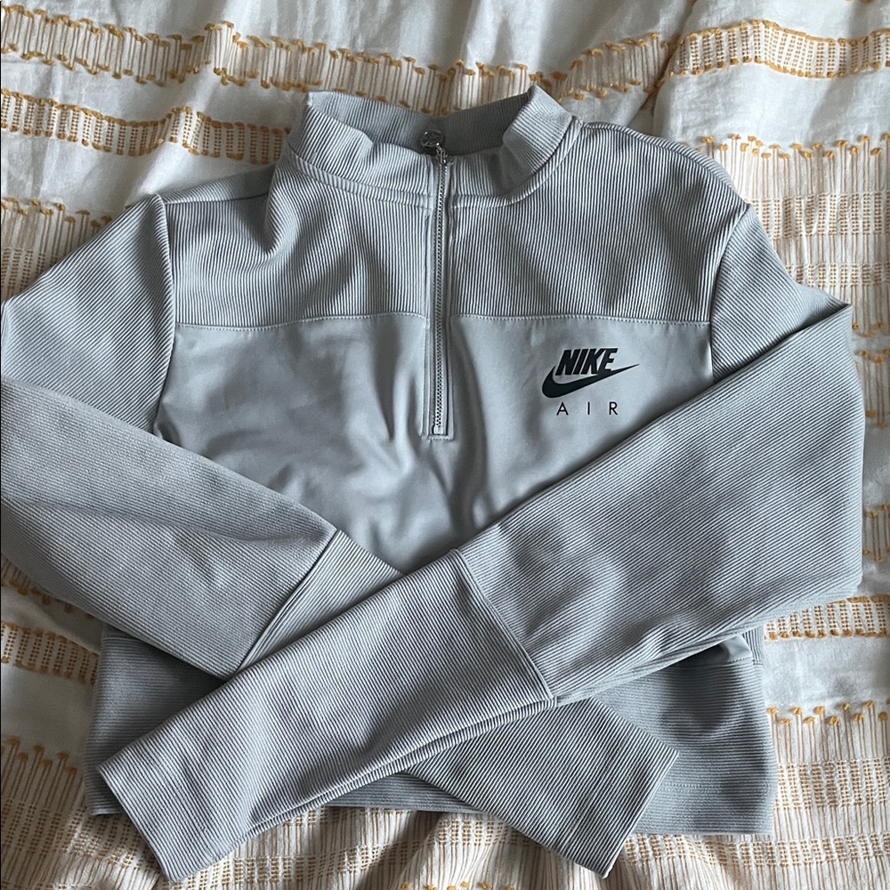 Nike Light Gray Quarter-Zip Pullover with Nike Air Logo
